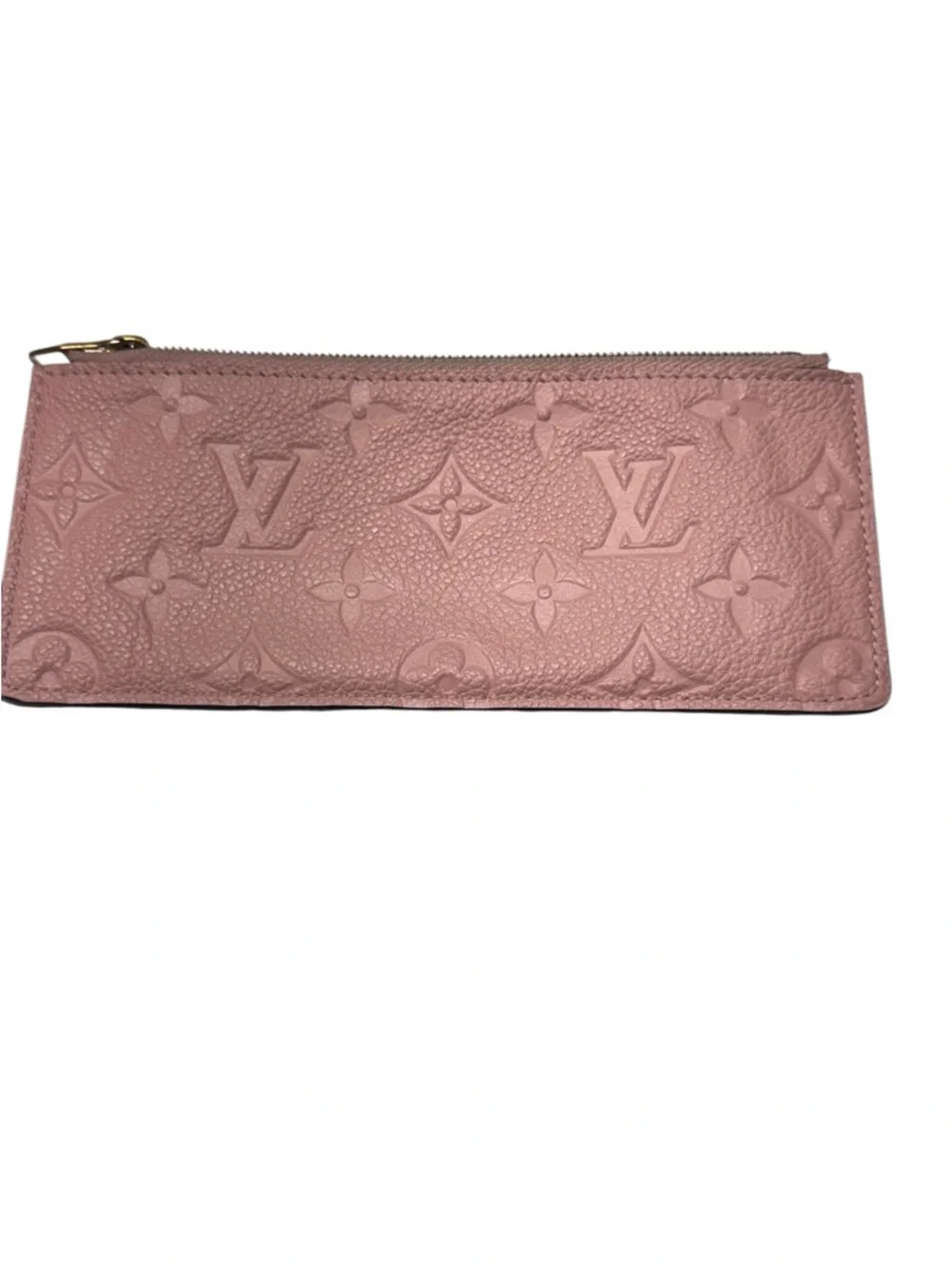 LOUIS VUITTON Rose Ballerine Monogram Empreinte Leather Clemence Long zip wallet